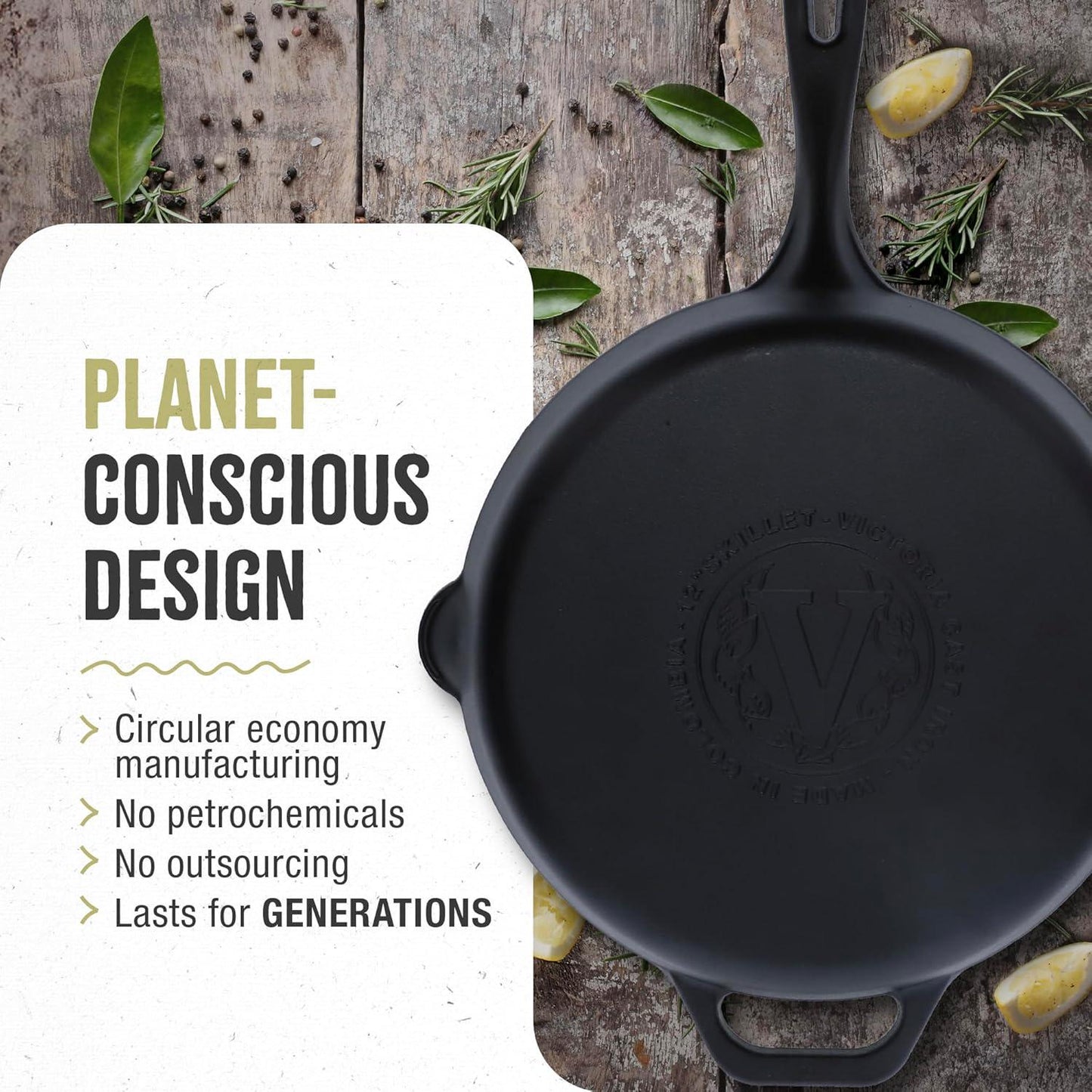 12" CNC Machined Smooth Floor Skillet (Victoria)