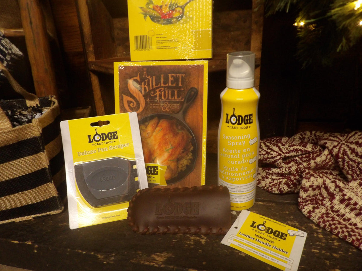 Premium Cast Iron Gift Basket - Cookbook & Nokona Leather Cover