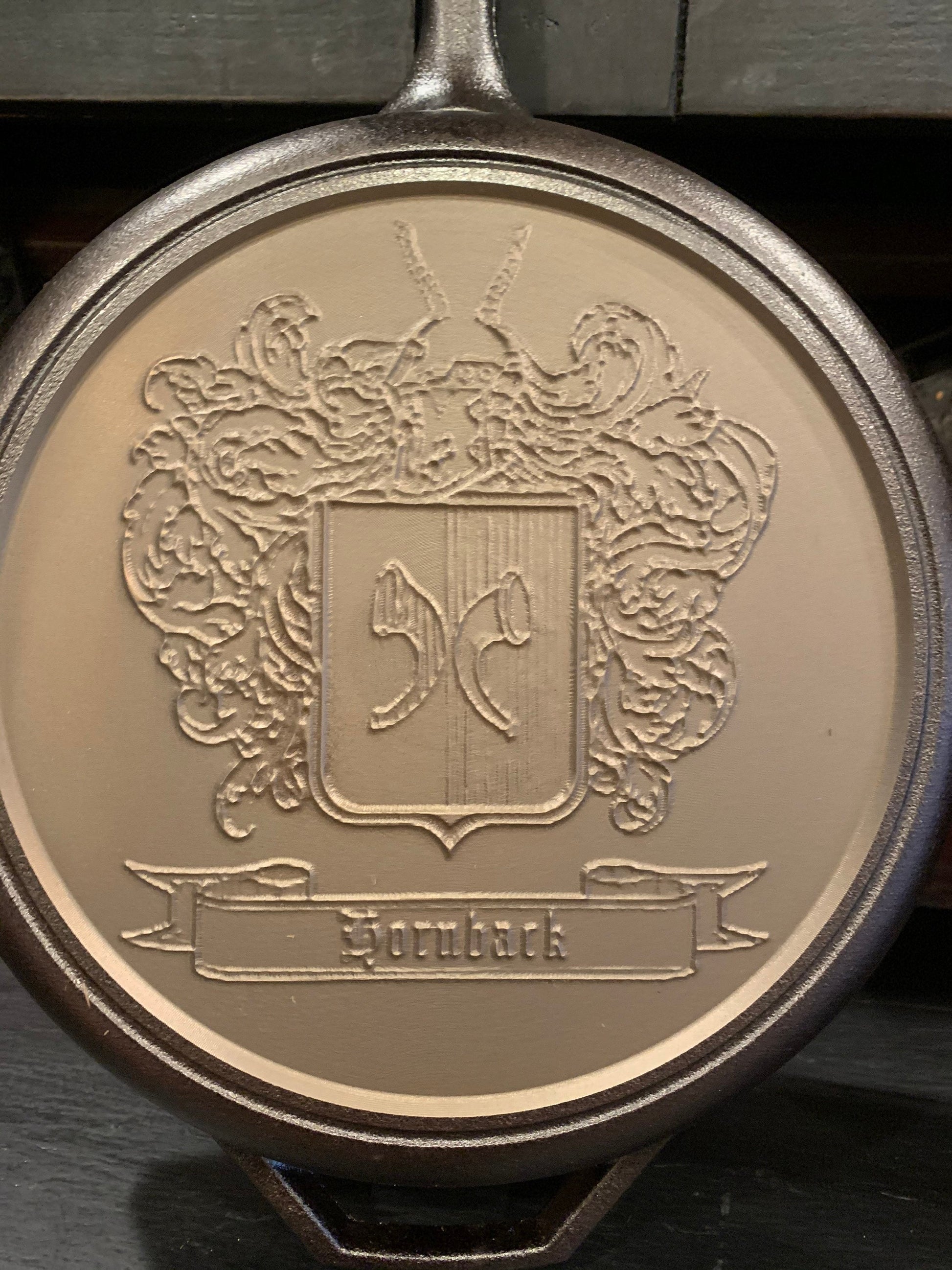 Custom Family Crest Cast Iron Skillet - Lodge or Victoria