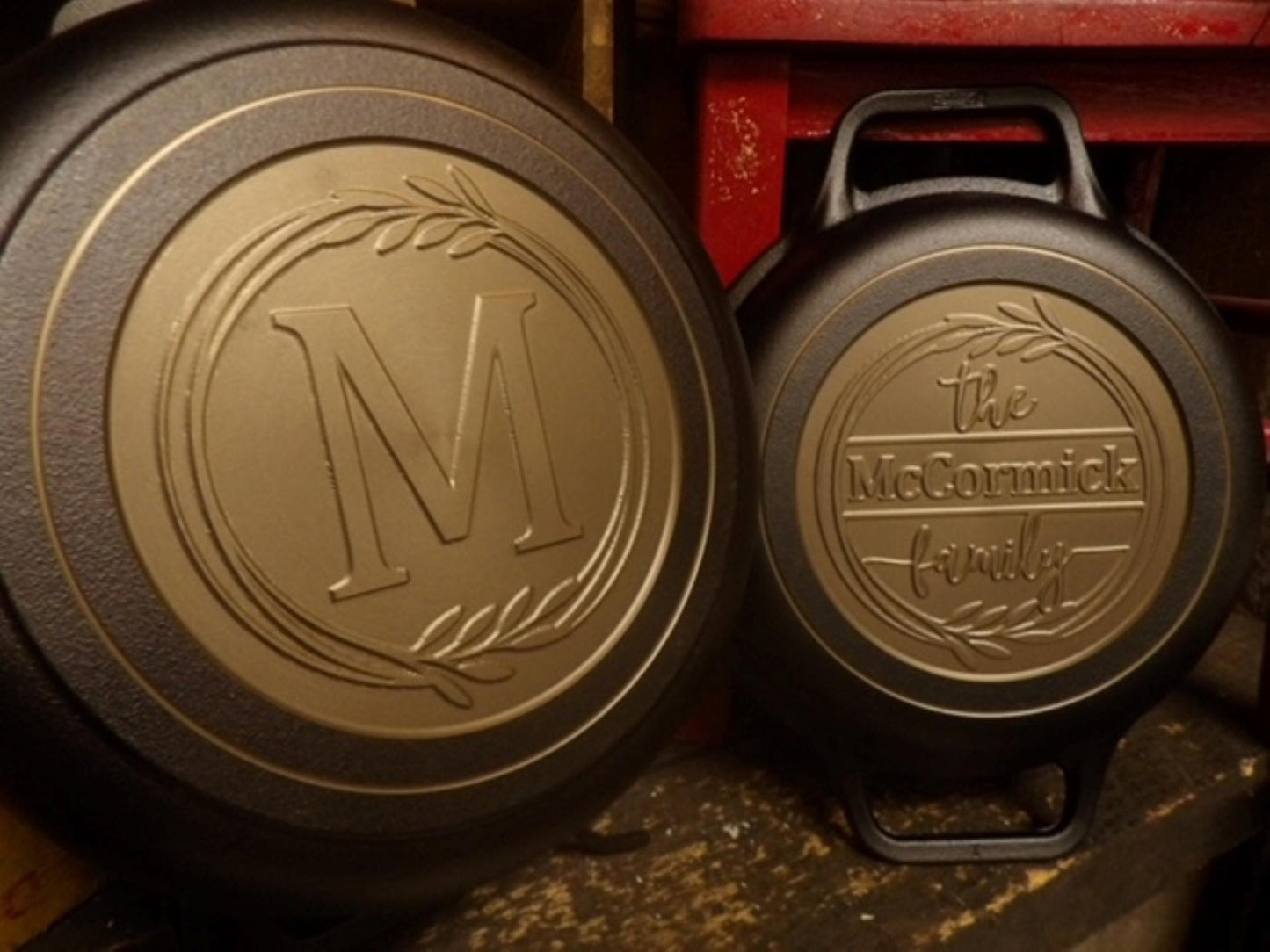 Personalized 6 Qt Cast Iron Dutch Oven Combo Cooker - Victoria