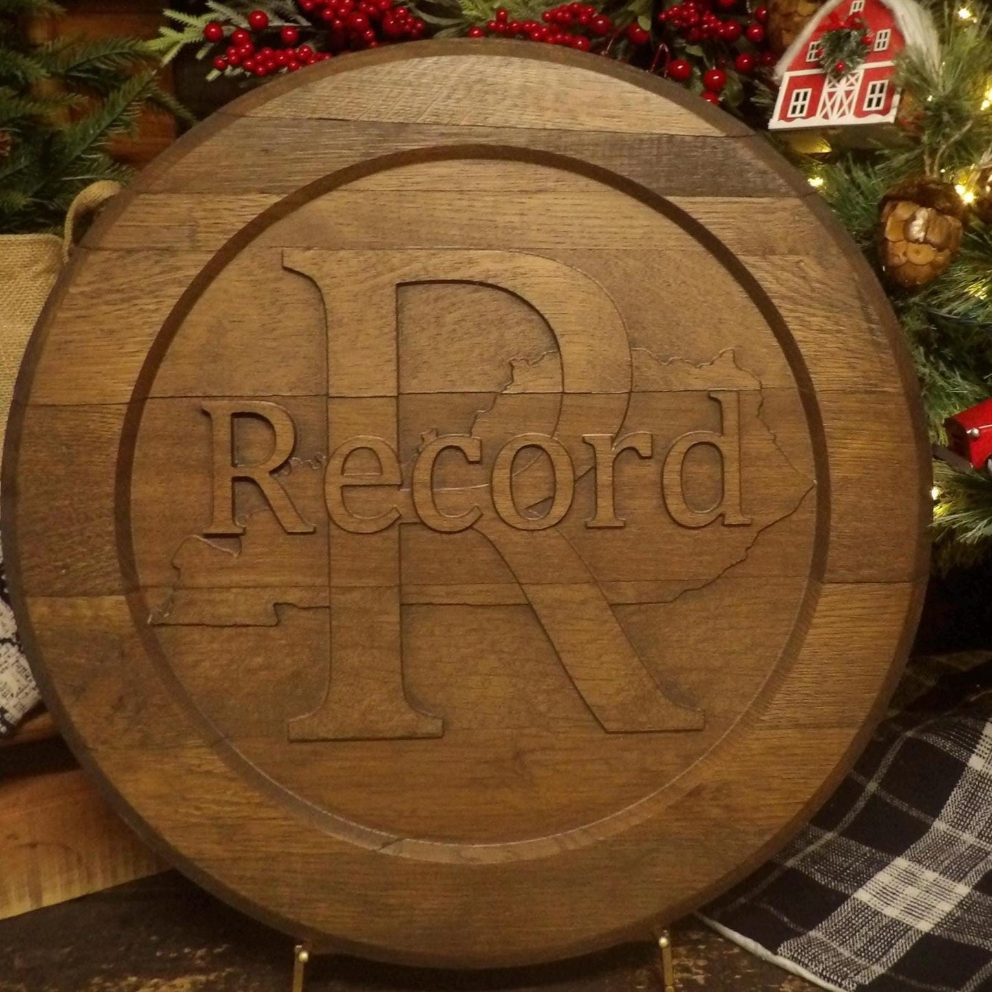 Custom Bourbon Barrel Head Sign - 3D CNC Carved