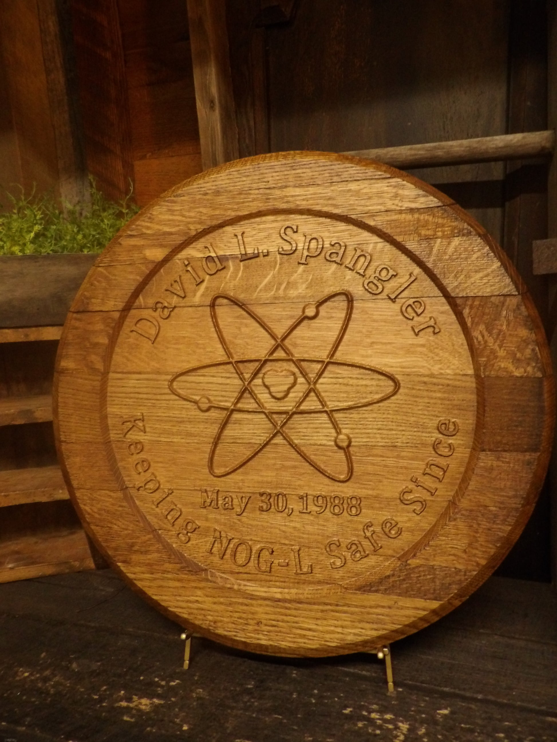 Custom Business Logo Bourbon Barrel Head Sign - 3D Carved