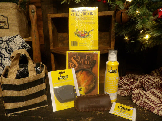 Premium Cast Iron Gift Basket - Cookbook & Nokona Leather Cover
