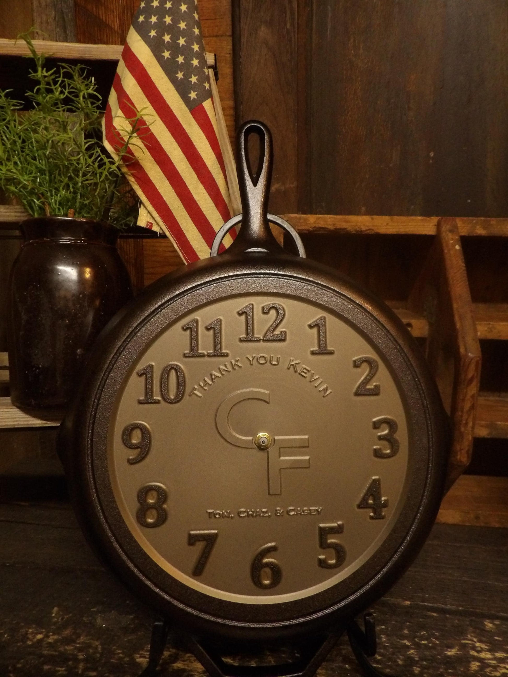 12" Personalized Cast Iron Skillet Clock - Lodge Brand