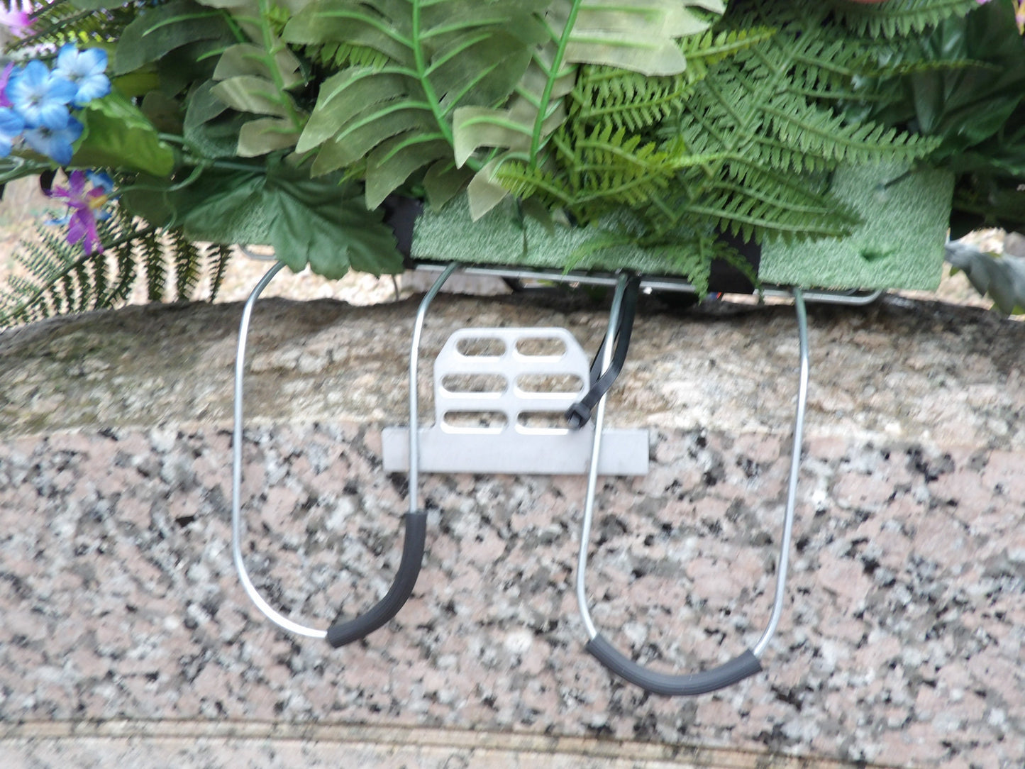 Universal Aluminum Headstone Anchor for Cemetery Flowers - Saddle Saver (Rough or Smooth Stones)