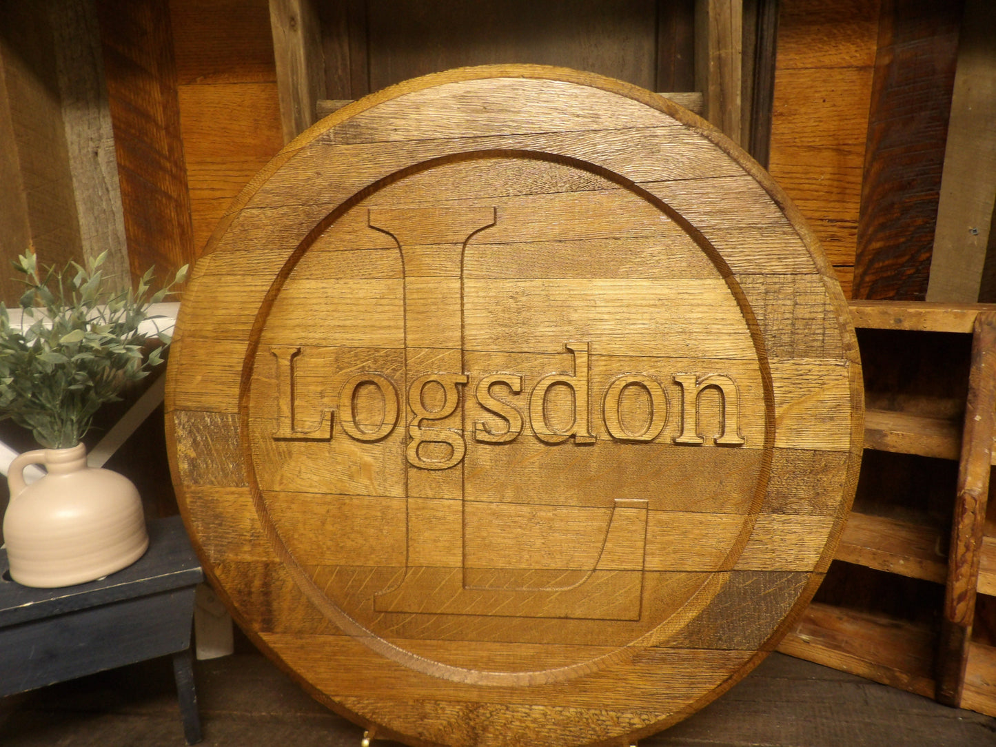Custom Bourbon Barrel Head Sign - 3D CNC Carved