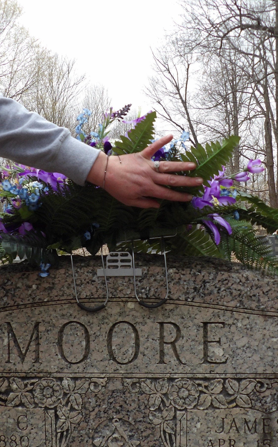 Universal Aluminum Headstone Anchor for Cemetery Flowers - Saddle Saver (Rough or Smooth Stones)