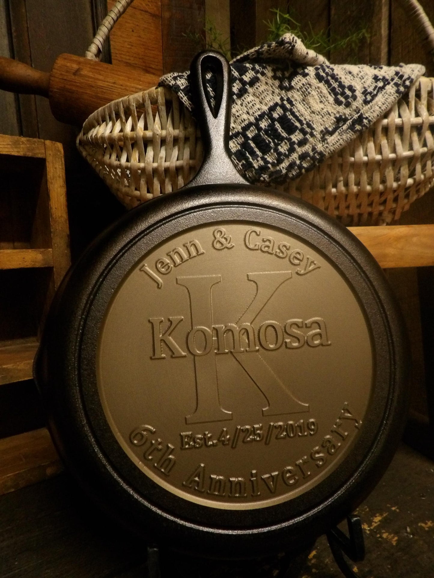 Personalized Cast Iron Skillet - 6th Anniversary Gift
