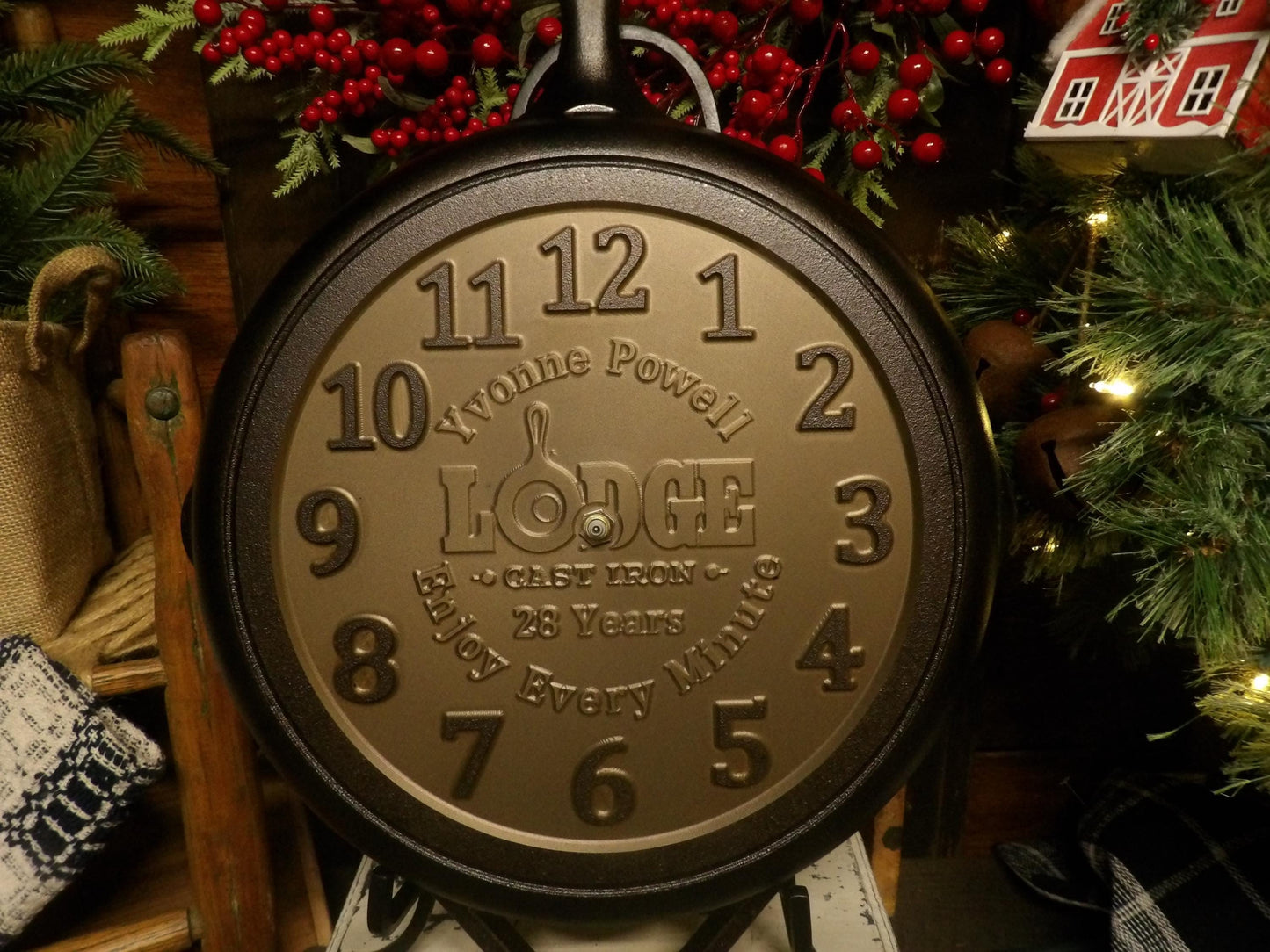 12" Personalized Cast Iron Skillet Clock - Lodge Brand