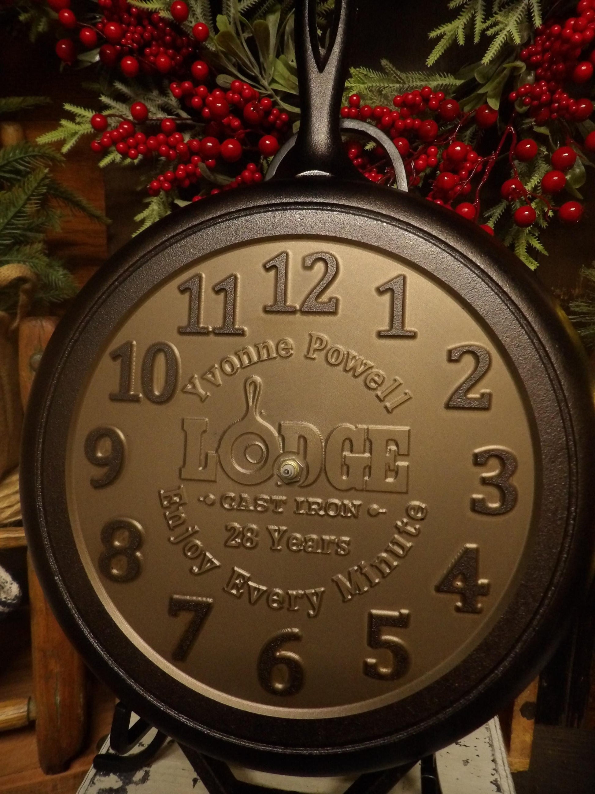 12" Personalized Cast Iron Skillet Clock - Lodge Brand