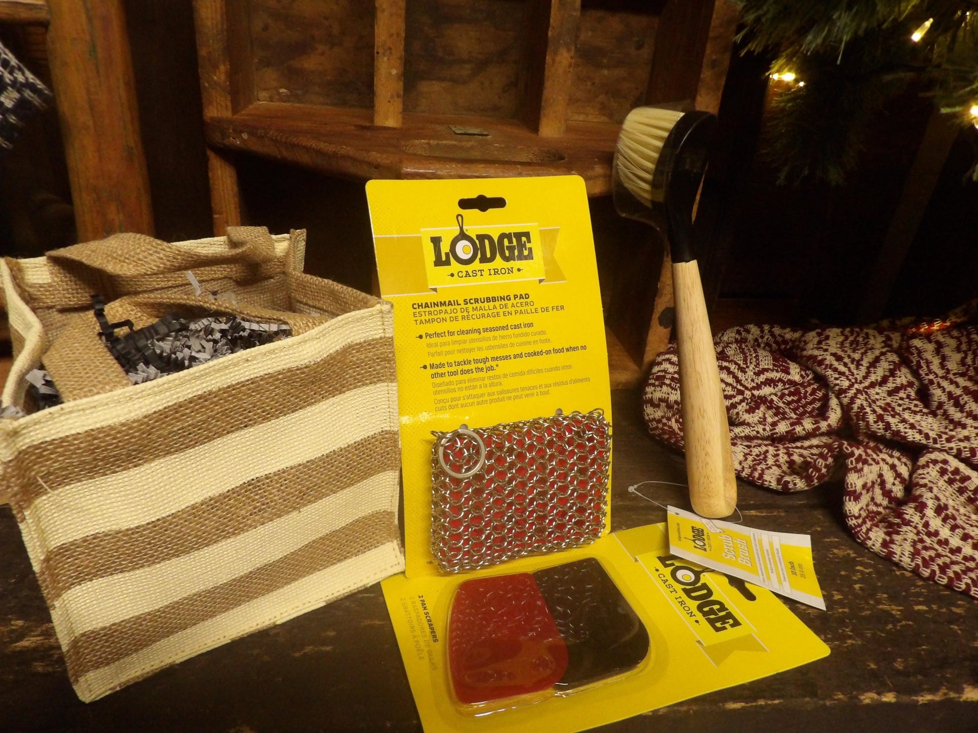 Cast Iron Care Gift Basket - Lodge Accessories in Burlap Tote