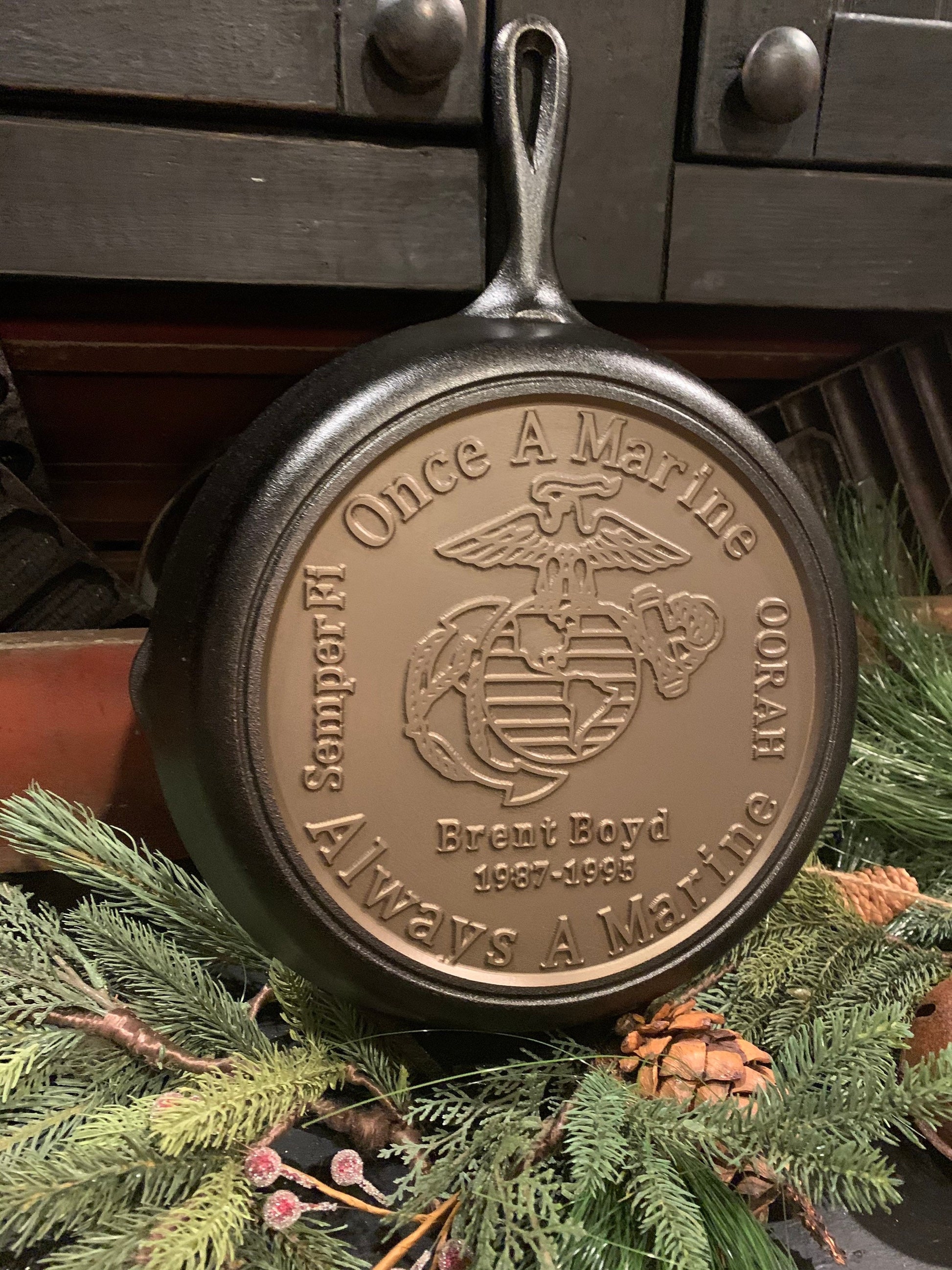 Military Custom Cast Iron Skillet - Veteran & Service Recognition