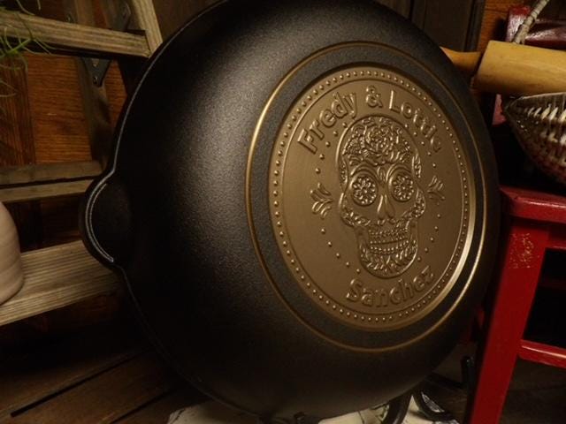 Personalized Victoria 13" Cast Iron Skillet with Loop Handles - CNC Machined