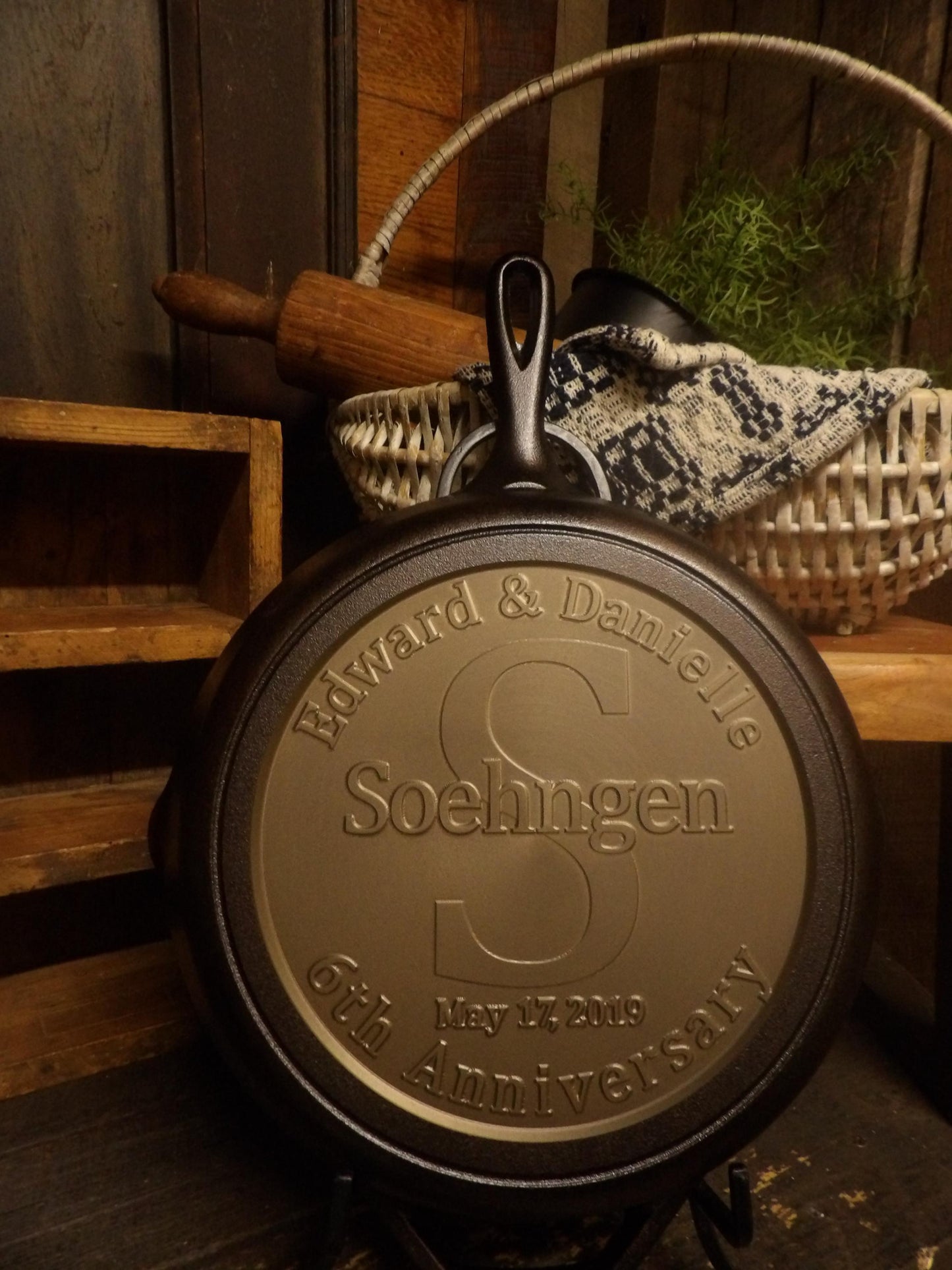 Personalized Cast Iron Skillet - 6th Anniversary Gift