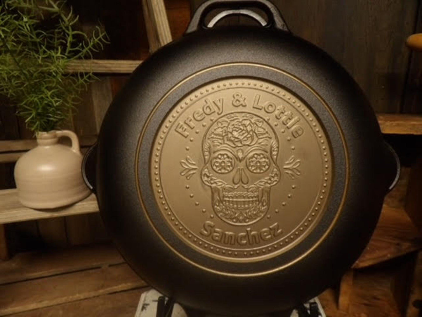 Personalized Victoria 13" Cast Iron Skillet with Loop Handles - CNC Machined