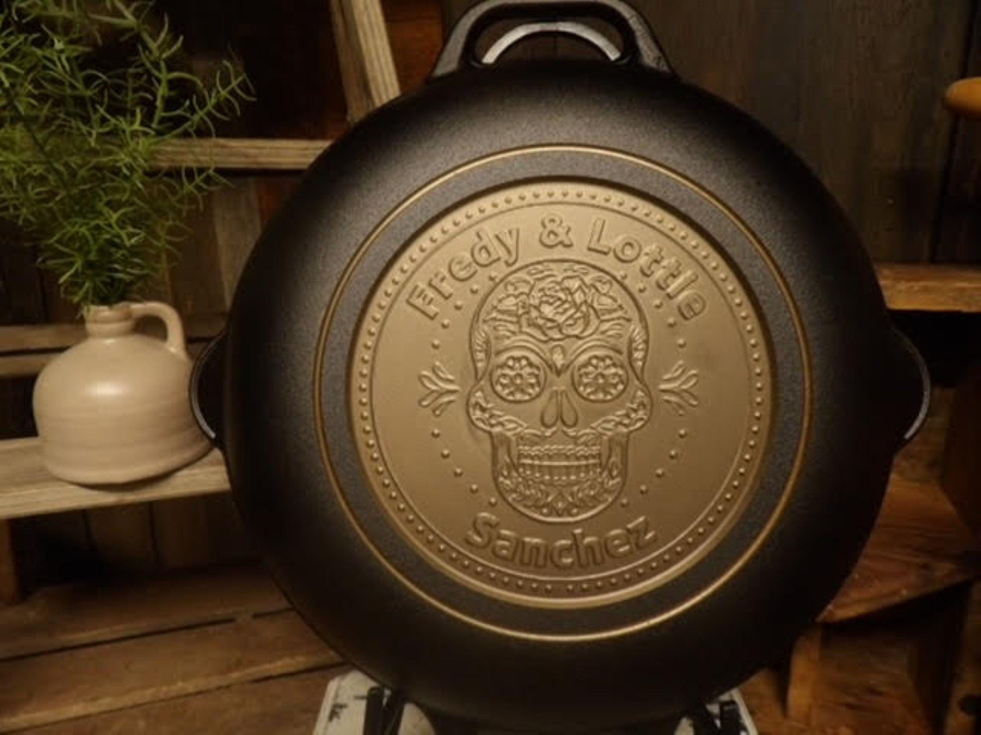 Personalized Victoria 13" Cast Iron Skillet with Loop Handles - CNC Machined