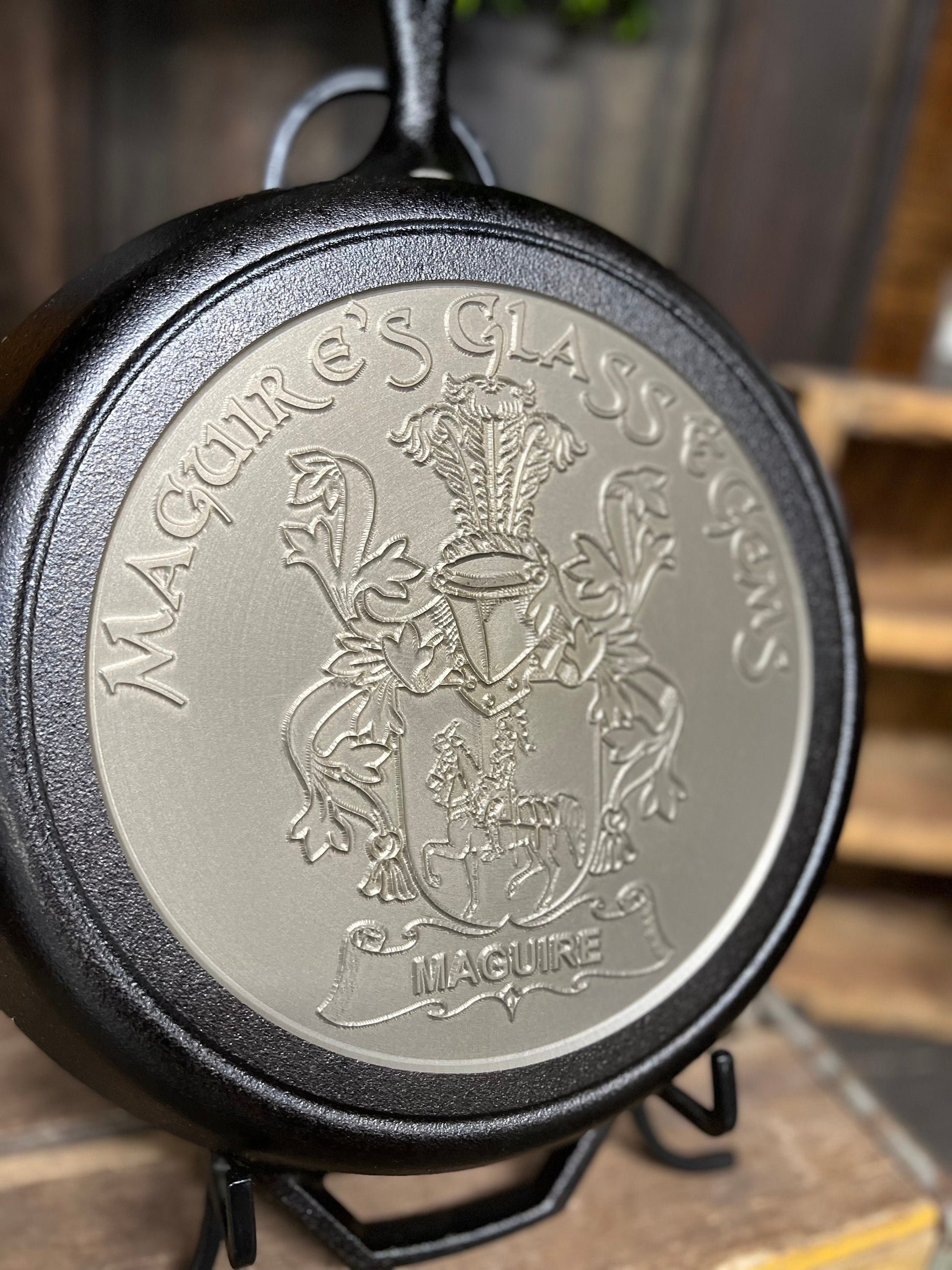 Custom Family Crest Cast Iron Skillet - Lodge or Victoria