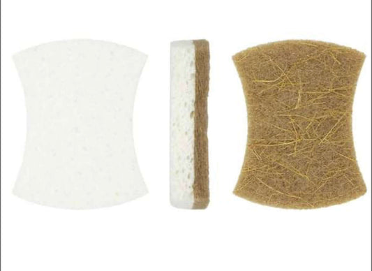 Non-Scratch Cleaning Sponge Scrubbers - 2 Pack | Cast Iron Safe