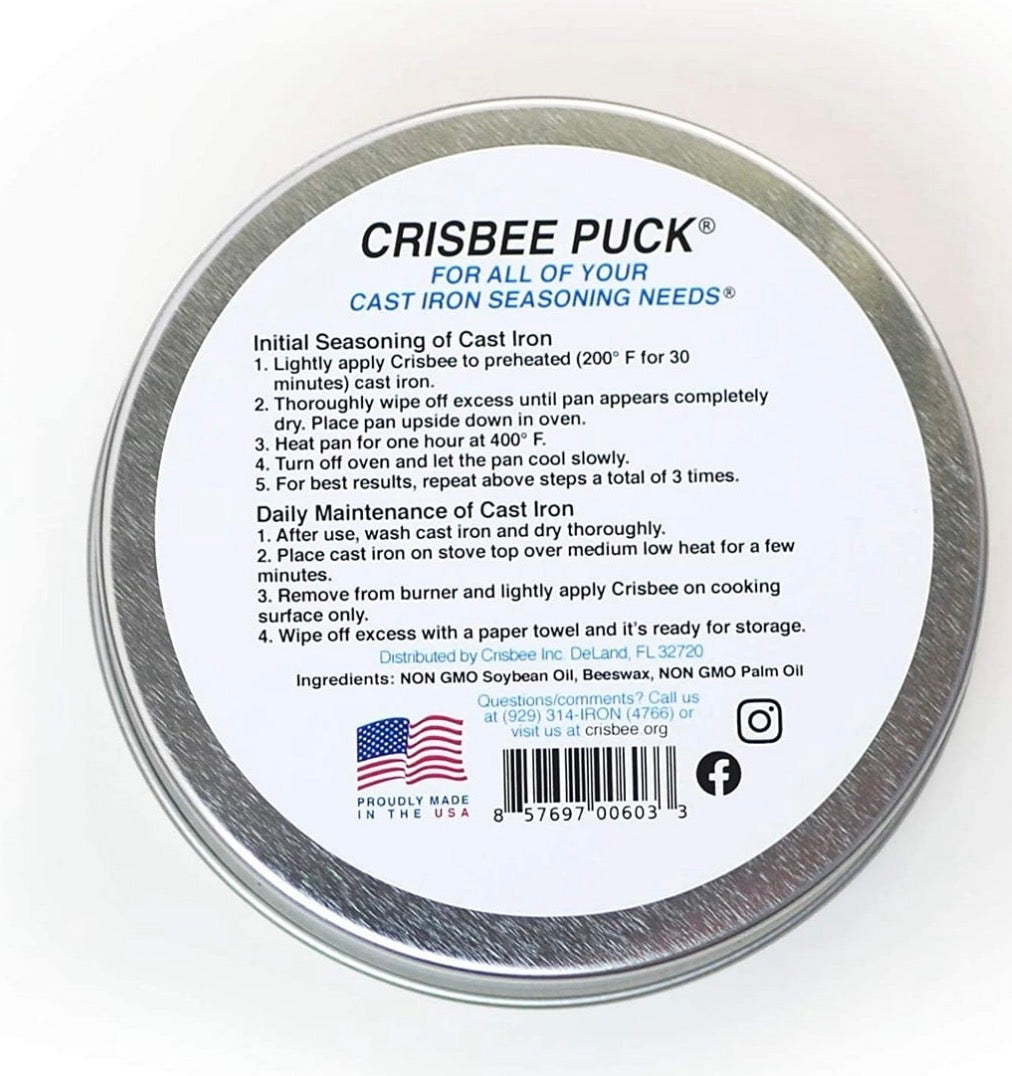 CRISBEE PUCK - CAST IRON SEASONING