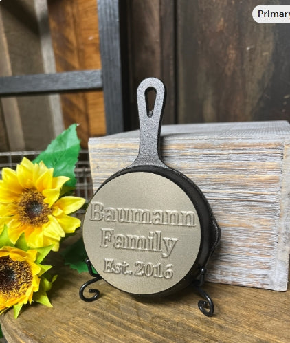 3 Personalized Mini Cast Iron Skillets - Bulk Order Savings