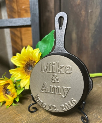 3 Personalized Mini Cast Iron Skillets - Bulk Order Savings