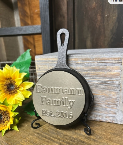 3 Personalized Mini Cast Iron Skillets - Bulk Order Savings