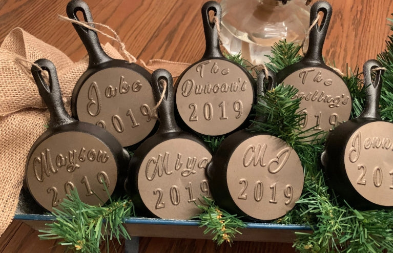 3 Personalized Mini Cast Iron Skillets - Bulk Order Savings