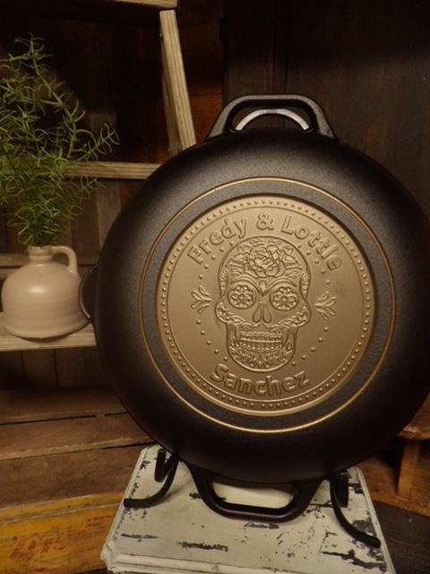 Personalized Victoria 13" Cast Iron Skillet with Loop Handles - CNC Machined