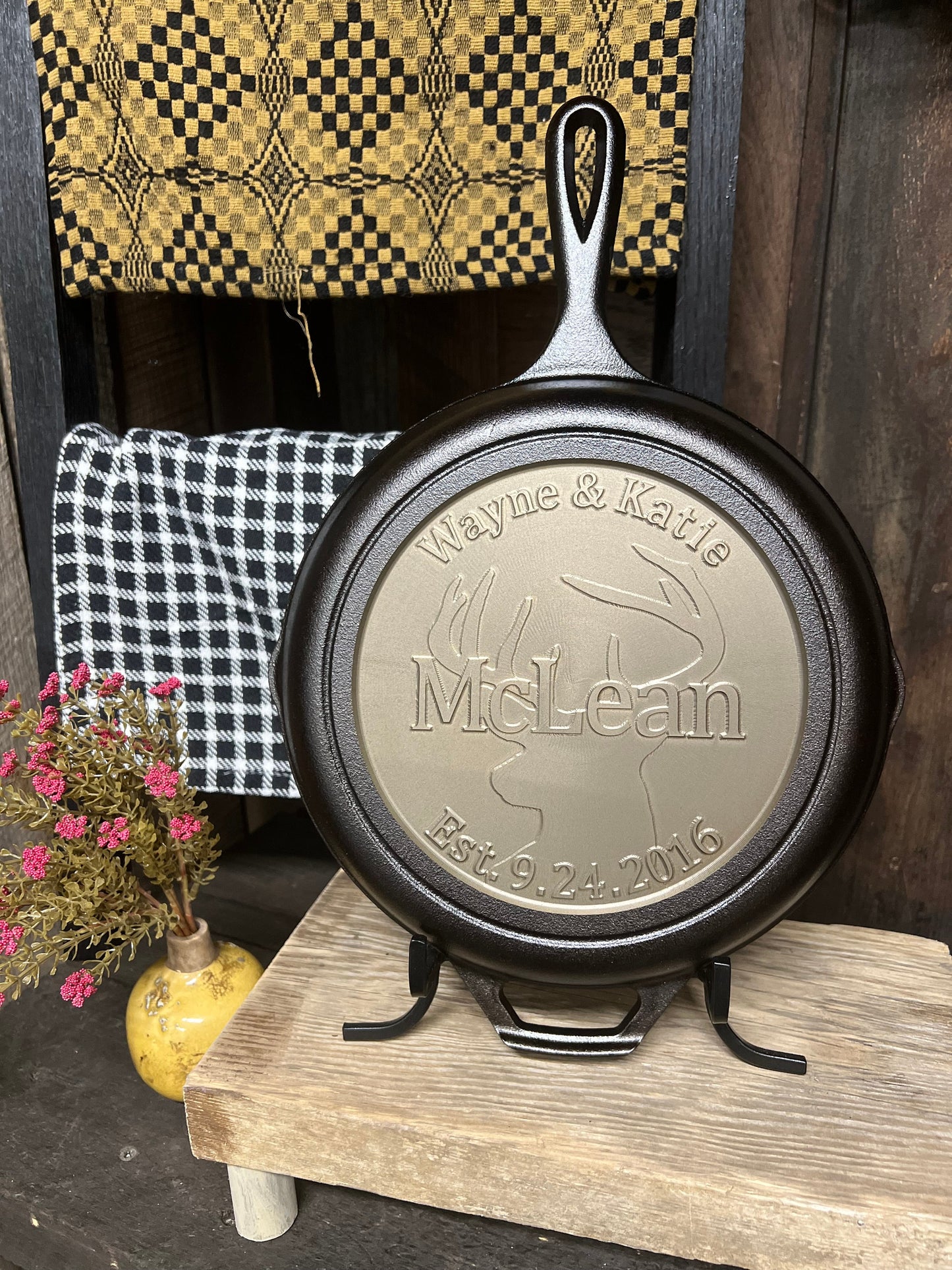 Personalized Outdoorsman Cast Iron Skillet - Lodge or Victoria