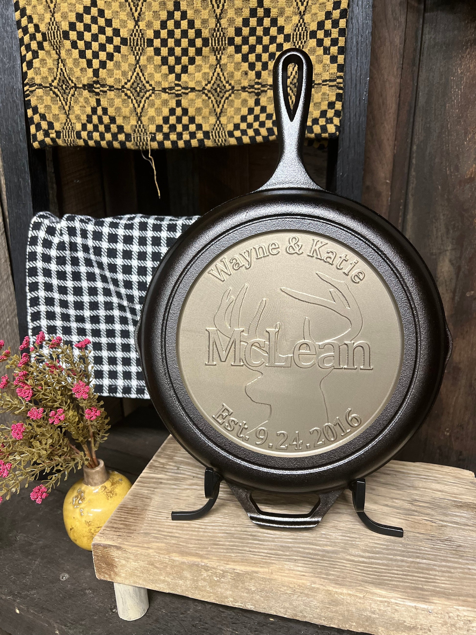 Personalized Outdoorsman Cast Iron Skillet - Lodge or Victoria