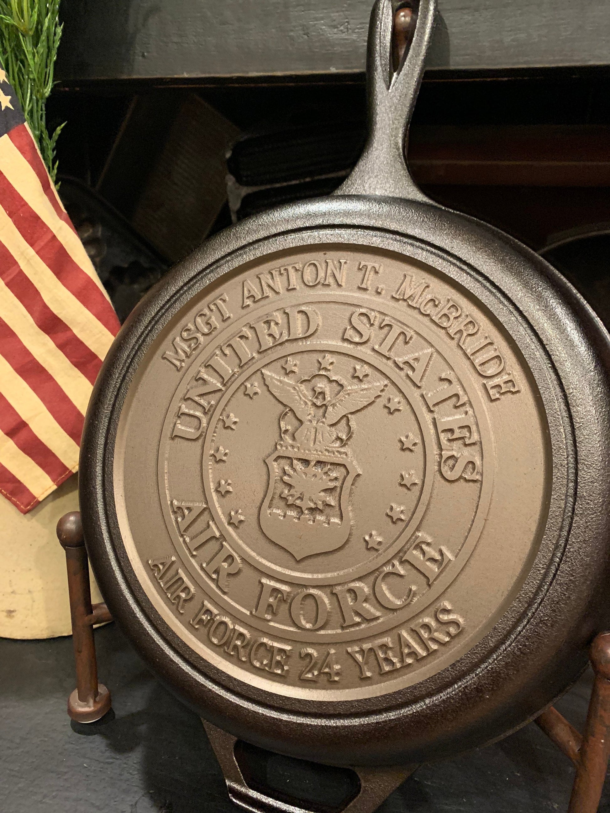 Military Custom Cast Iron Skillet - Veteran & Service Recognition