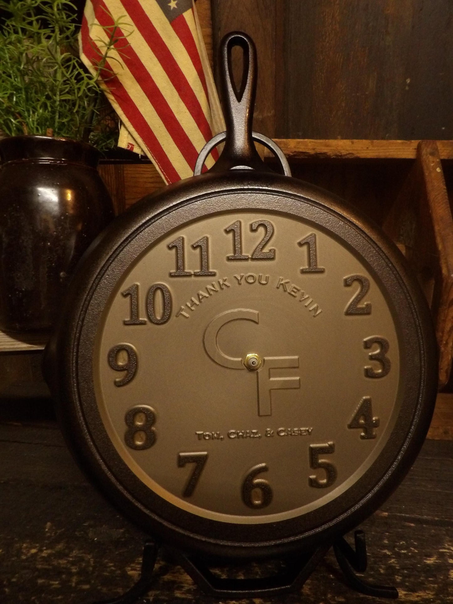 12" Personalized Cast Iron Skillet Clock - Lodge Brand