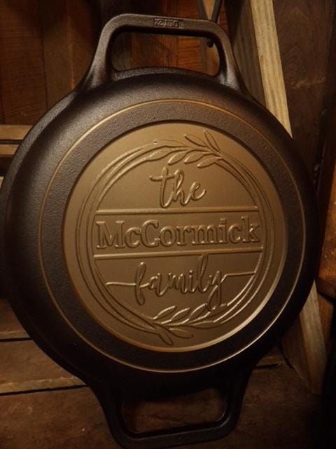 Personalized Victoria 13" Cast Iron Skillet with Loop Handles - CNC Machined