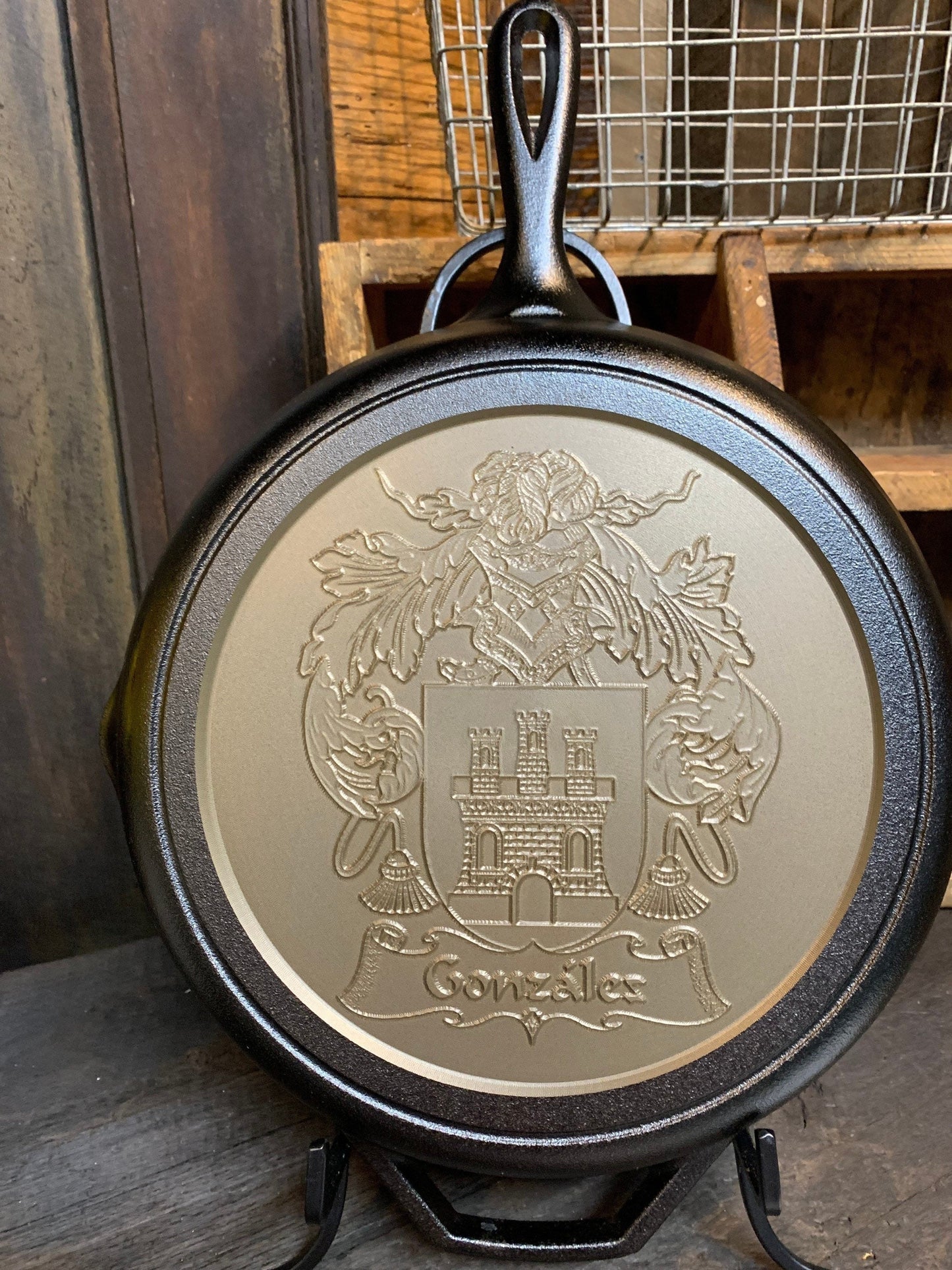 Custom Family Crest Cast Iron Skillet - Lodge or Victoria