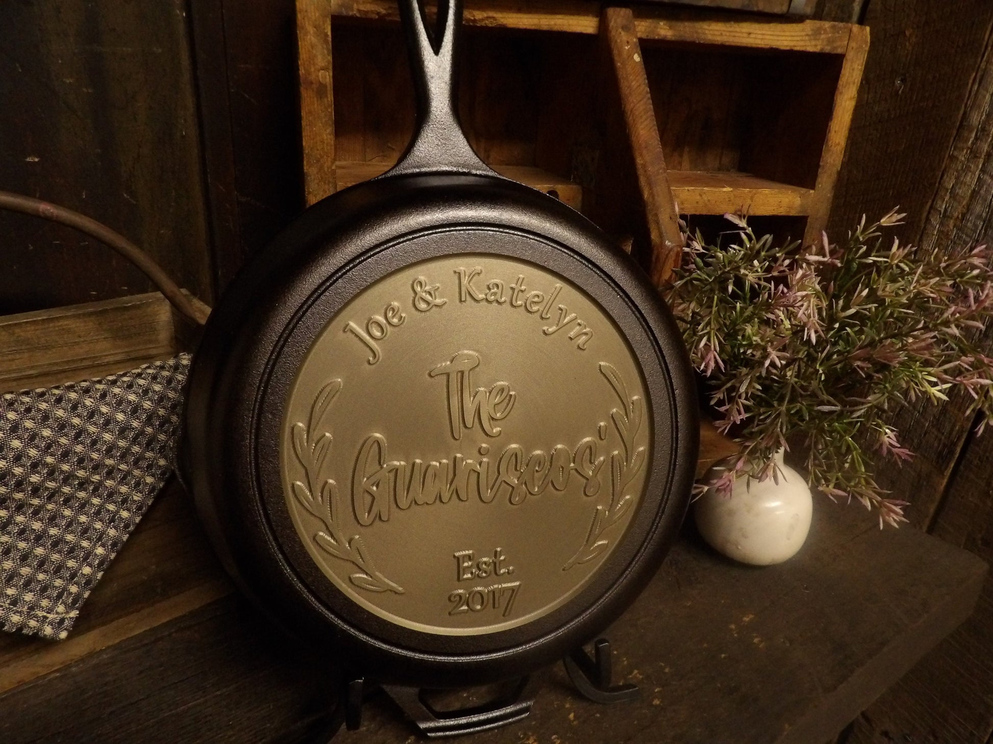 Personalized Cast Iron Skillet - Anniversary & Wedding Gift