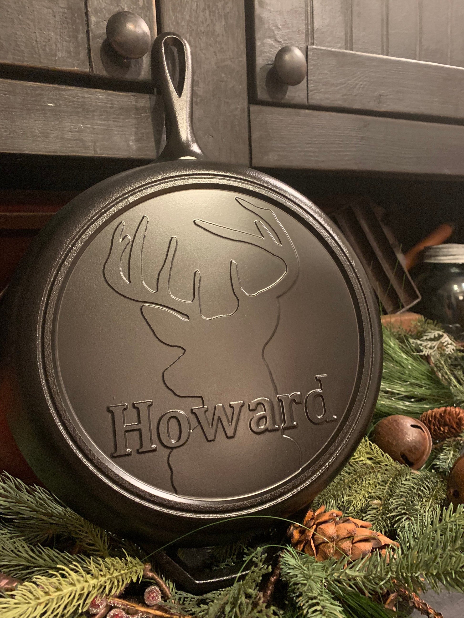 Personalized Outdoorsman Cast Iron Skillet - Lodge or Victoria