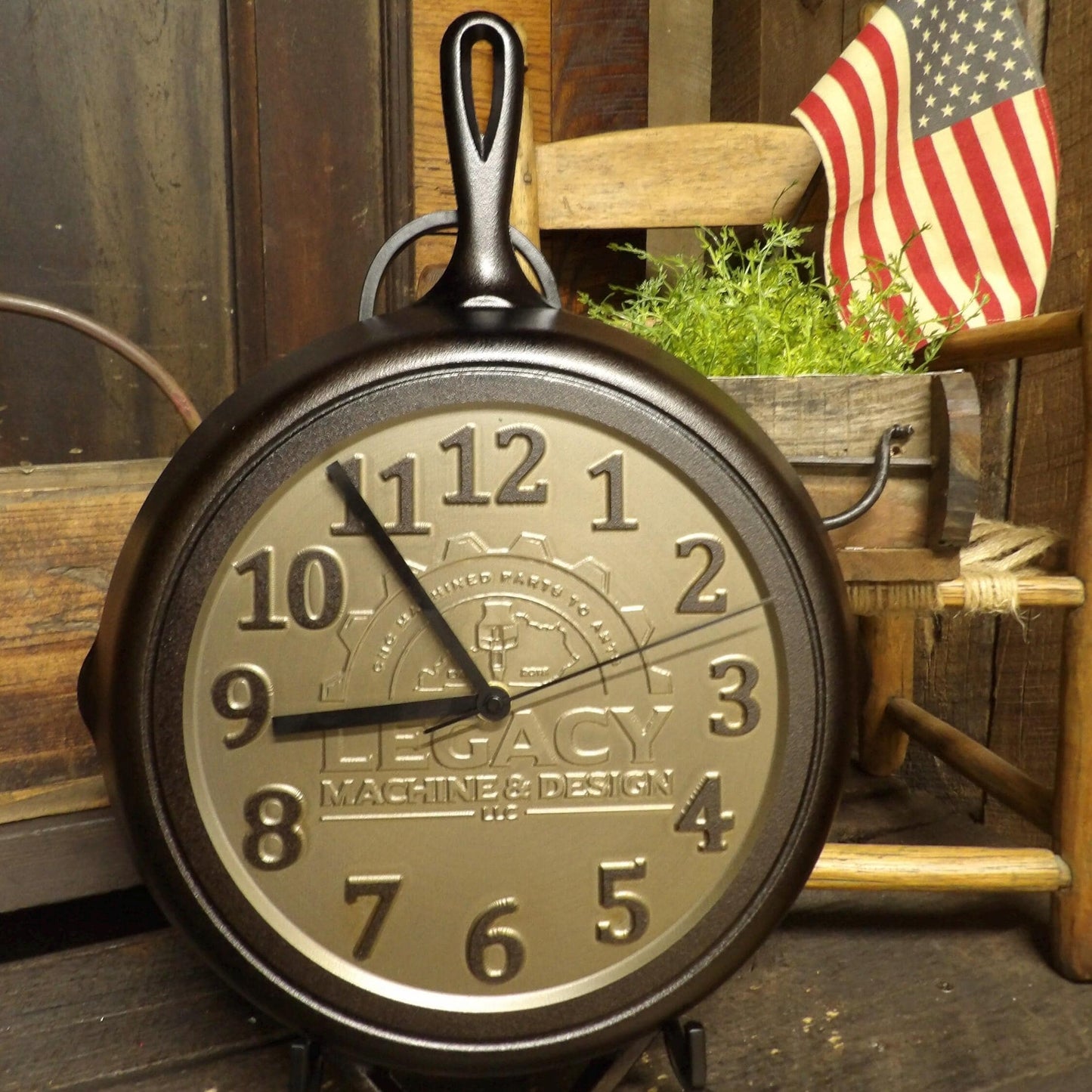 12" Personalized Cast Iron Skillet Clock - Lodge Brand