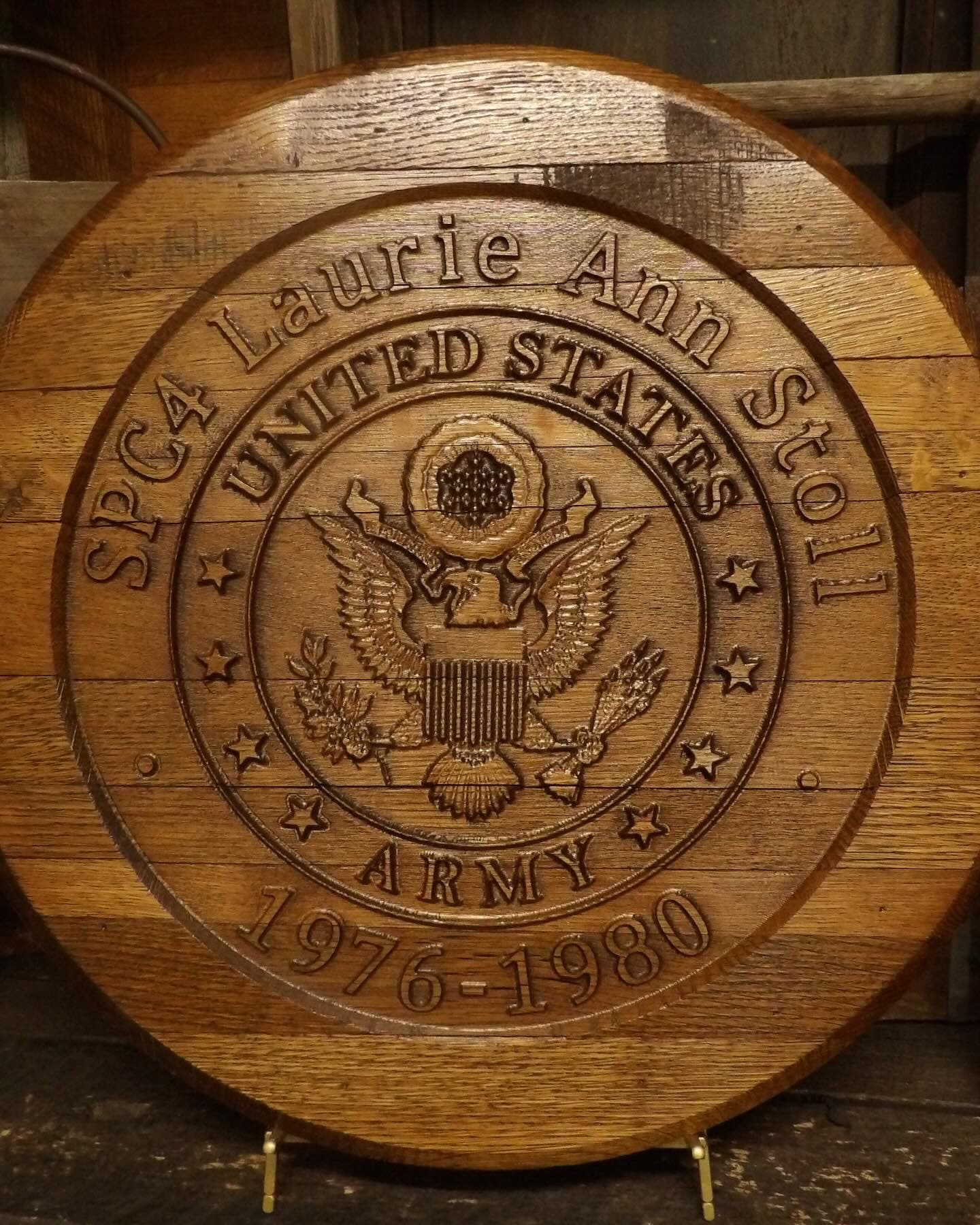 Custom Business Logo Bourbon Barrel Head Sign - 3D Carved