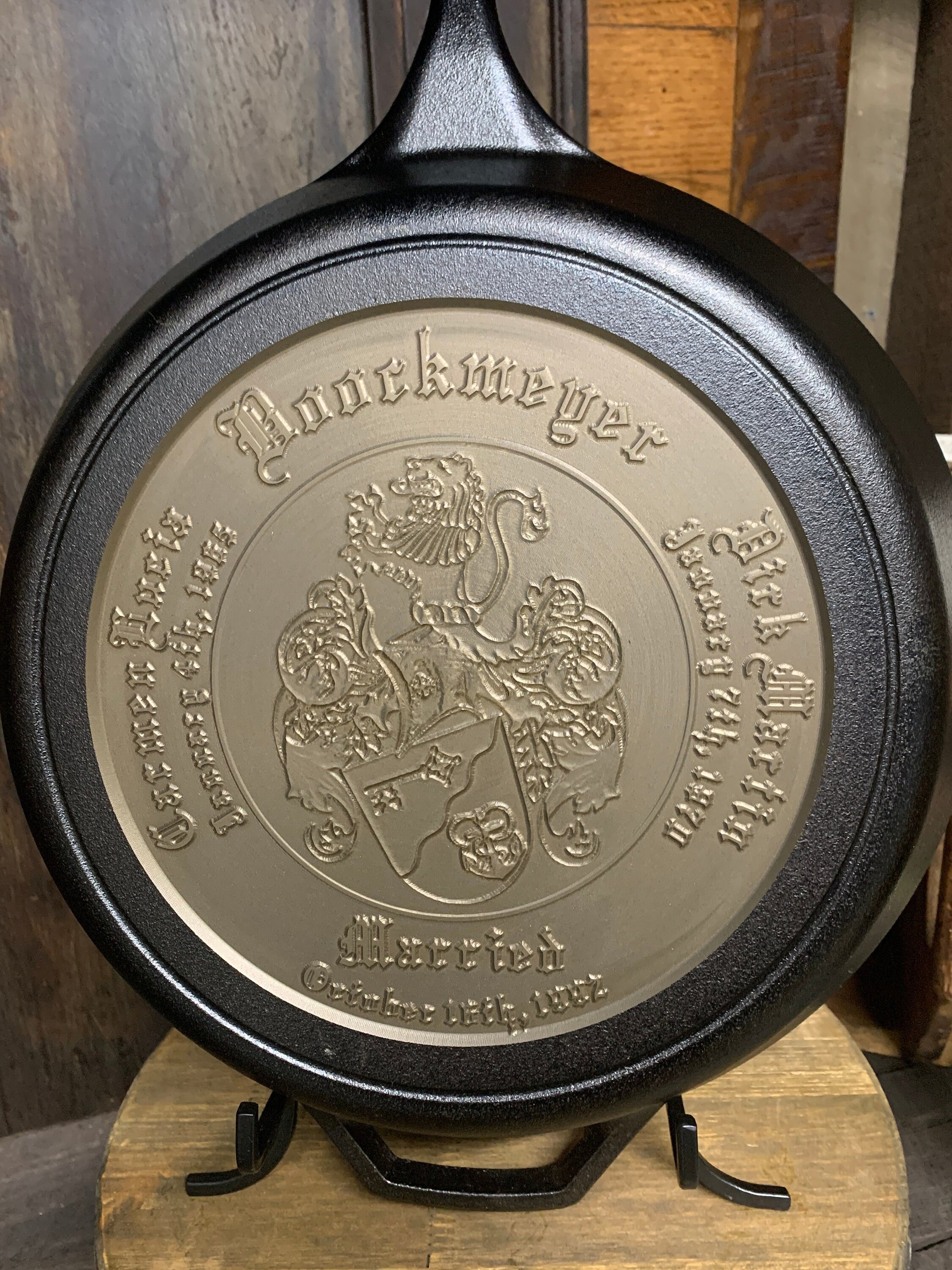 Custom Family Crest Cast Iron Skillet - Lodge or Victoria